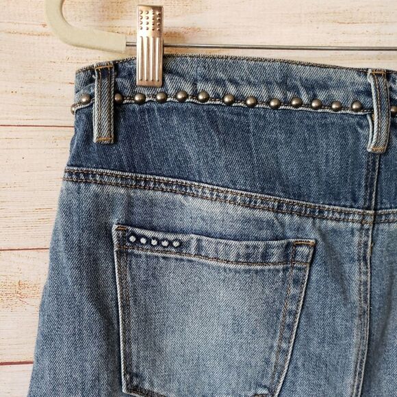 Blank NYC 100% Cotton Studded Denim A-Line Mini Skirt - Picture 6 of 12